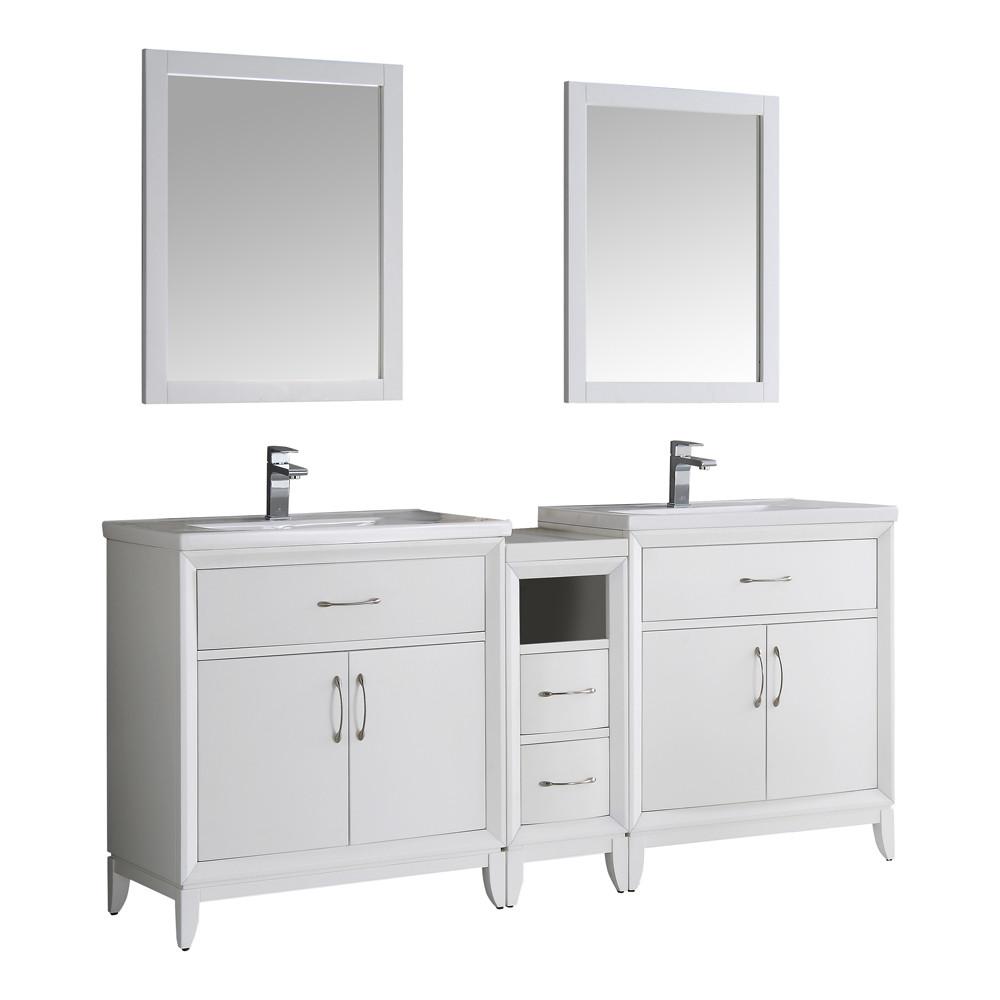 Fresca Cambridge 72" White Double Sink Traditional Bathroom Vanity w/ Mirrors Vanity Fresca 