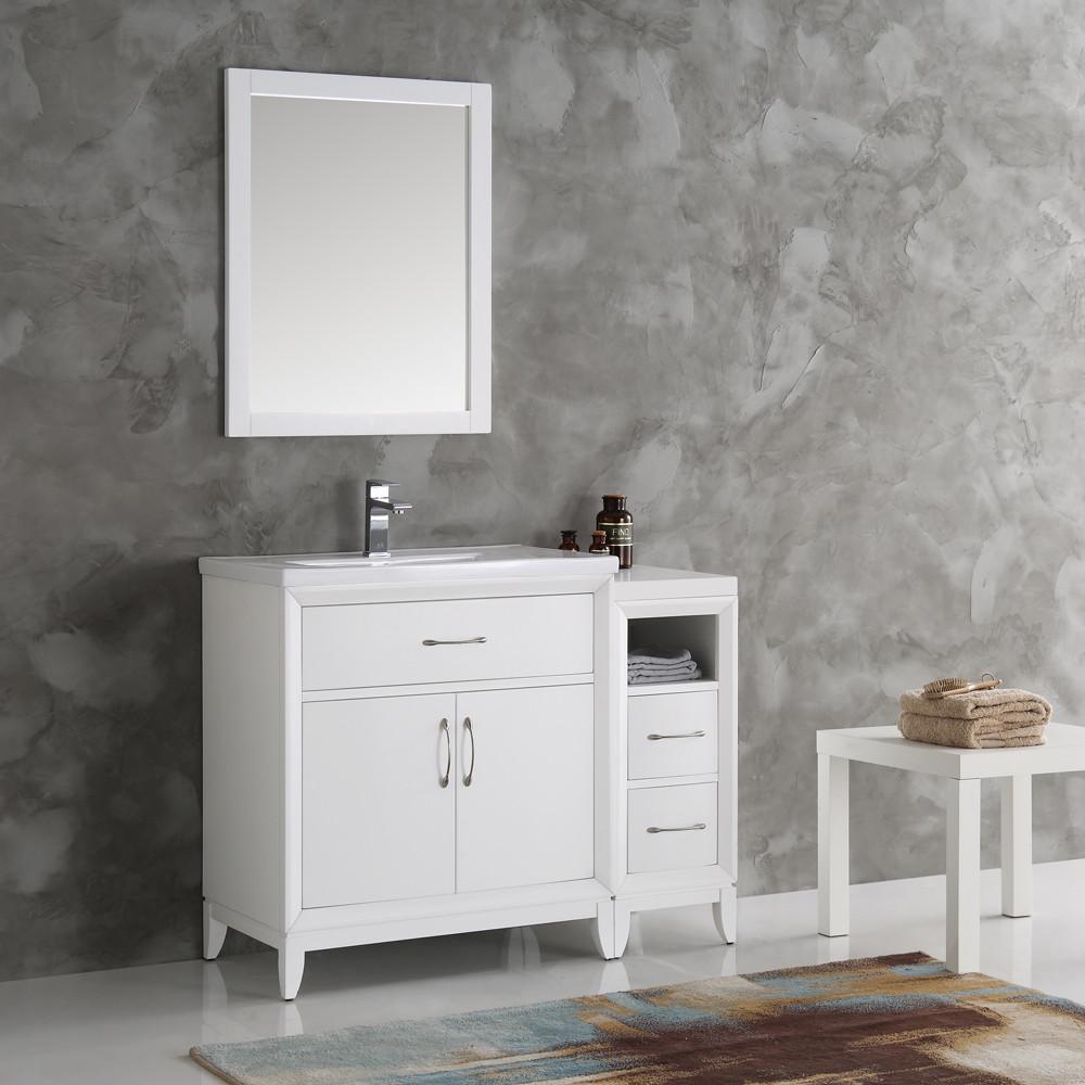 Fresca Cambridge 42" White Traditional Bathroom Vanity w/ Mirror Vanity Fresca 