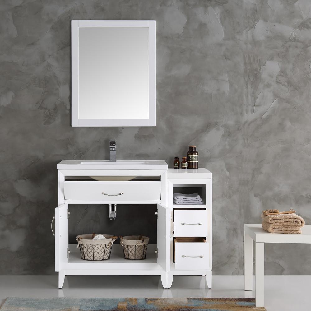 Fresca Cambridge 42" White Traditional Bathroom Vanity w/ Mirror Vanity Fresca 