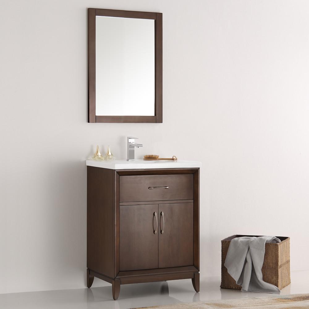 Fresca Cambridge 24" Antique Coffee Traditional Bathroom Vanity w/ Mirror Vanity Fresca 