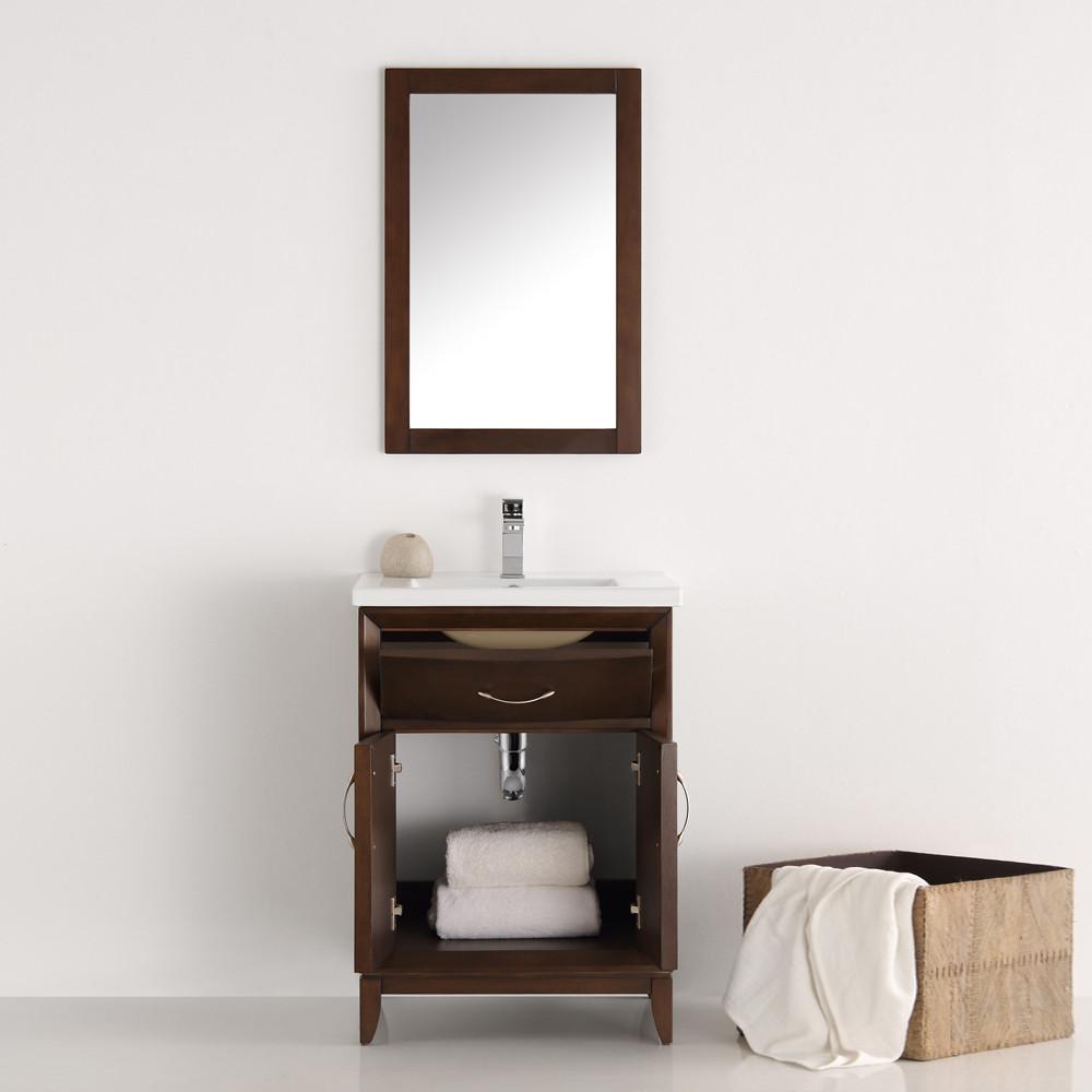 Fresca Cambridge 24" Antique Coffee Traditional Bathroom Vanity w/ Mirror Vanity Fresca 