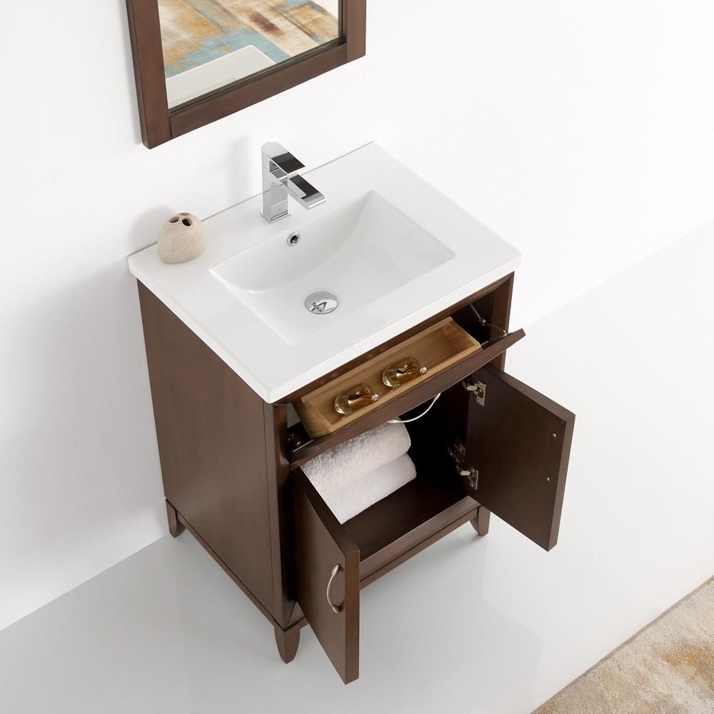 Fresca Cambridge 24" Antique Coffee Traditional Bathroom Vanity w/ Mirror Vanity Fresca 