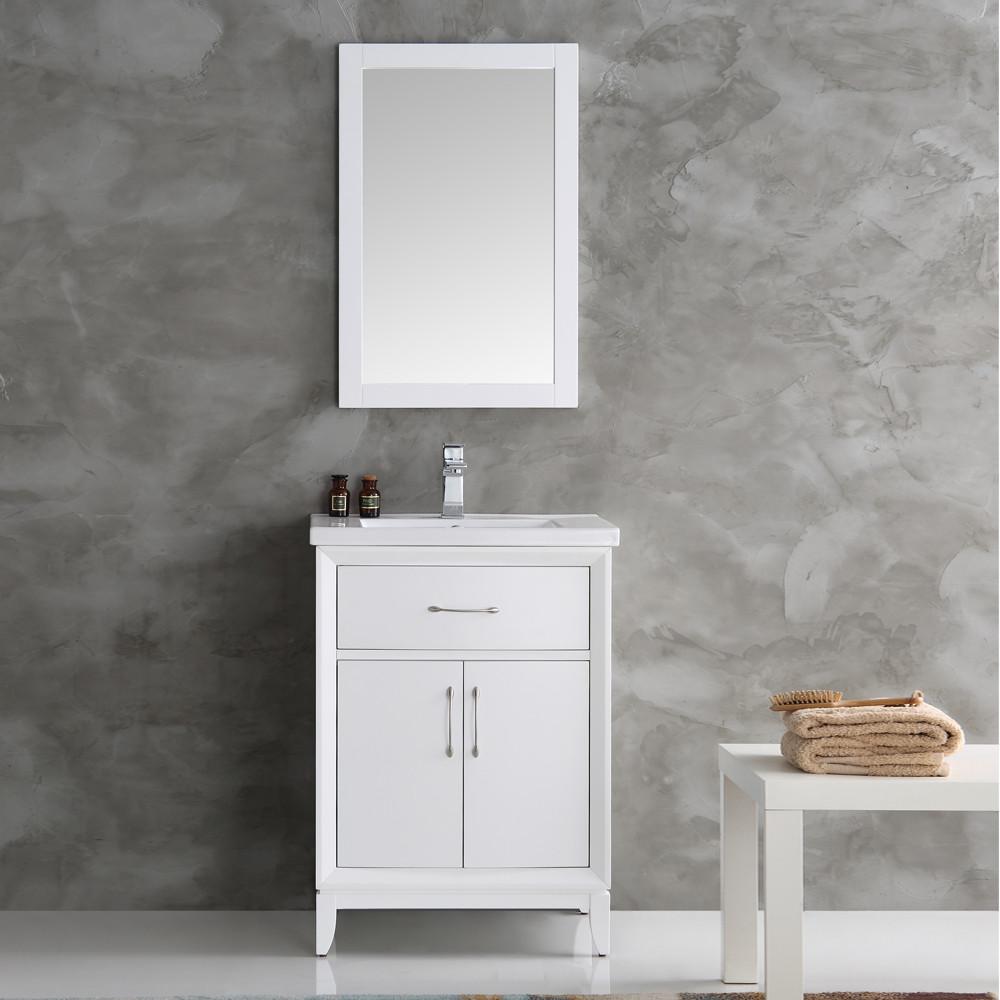 Fresca Cambridge 24" White Traditional Bathroom Vanity w/ Mirror Vanity Fresca 
