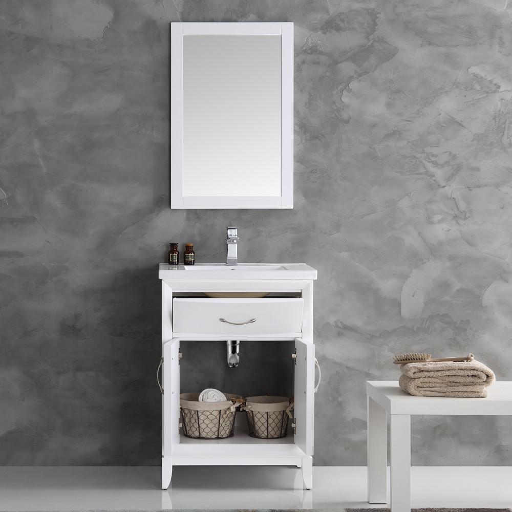 Fresca Cambridge 24" White Traditional Bathroom Vanity w/ Mirror Vanity Fresca 