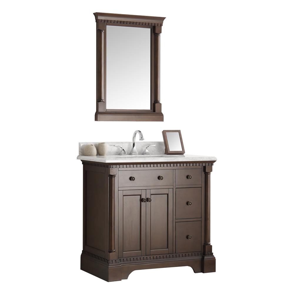 Fresca Kingston 36" Antique Coffee Traditional Bathroom Vanity w/ Mirror Vanity Fresca 