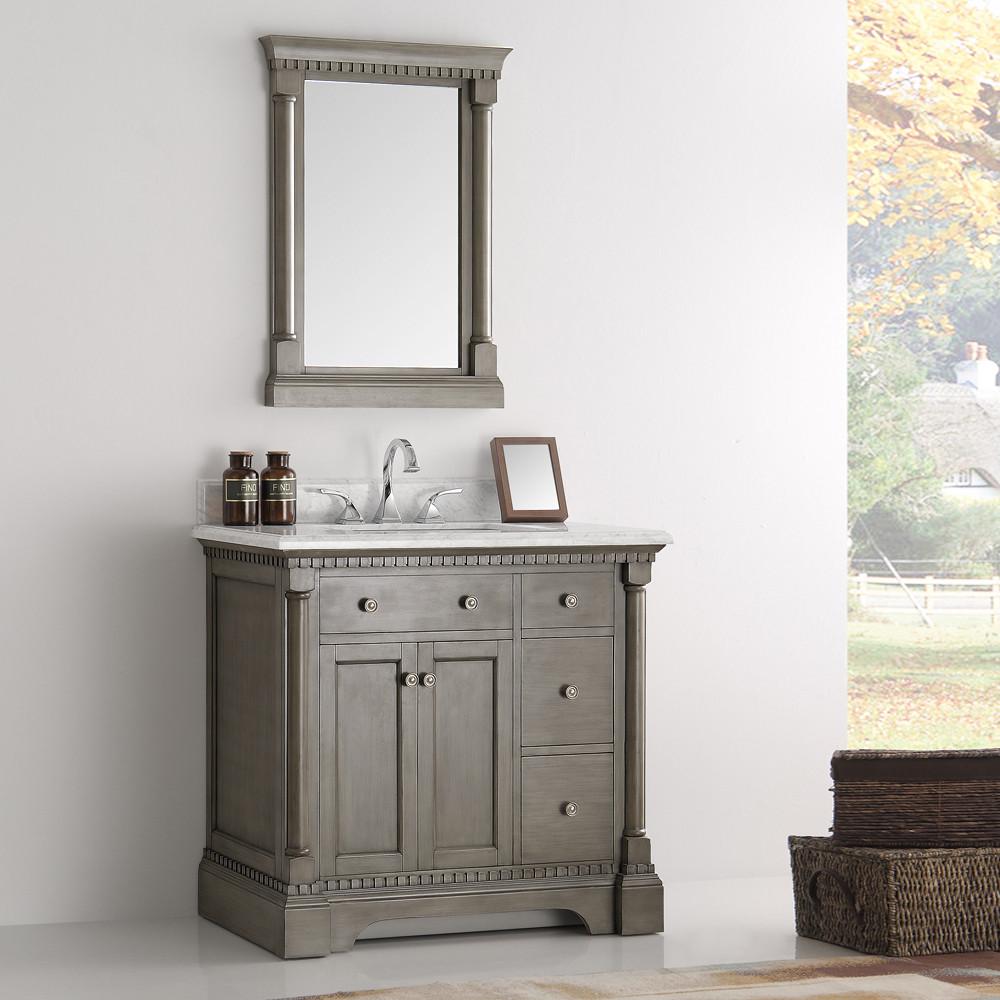 Fresca Kingston 36" Antique Silver Traditional Bathroom Vanity w/ Mirror Vanity Fresca 