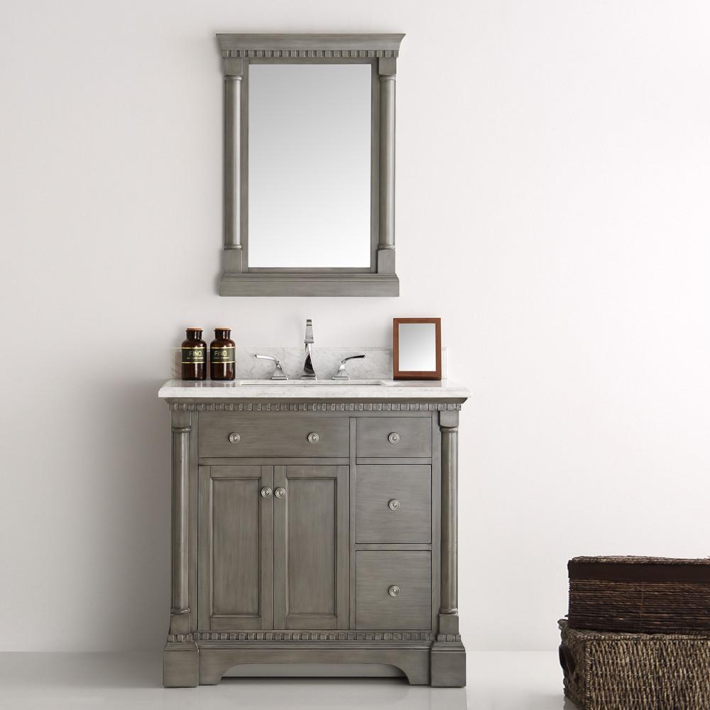Fresca Kingston 36" Antique Silver Traditional Bathroom Vanity w/ Mirror Vanity Fresca 