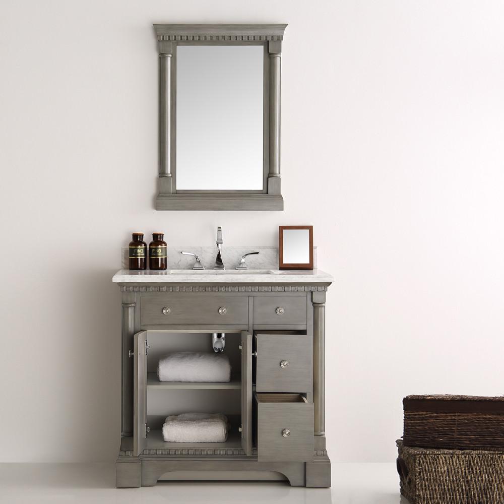 Fresca Kingston 36" Antique Silver Traditional Bathroom Vanity w/ Mirror Vanity Fresca 