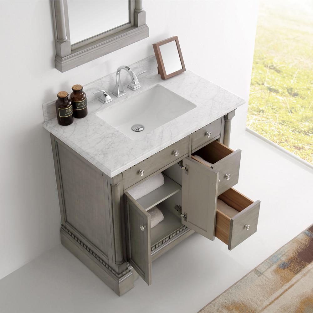 Fresca Kingston 36" Antique Silver Traditional Bathroom Vanity w/ Mirror Vanity Fresca 