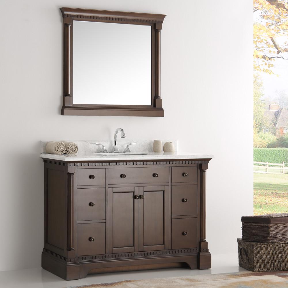 Fresca Kingston 48" Antique Coffee Traditional Bathroom Vanity w/ Mirror Vanity Fresca 