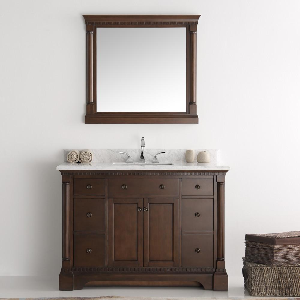 Fresca Kingston 48" Antique Coffee Traditional Bathroom Vanity w/ Mirror Vanity Fresca 