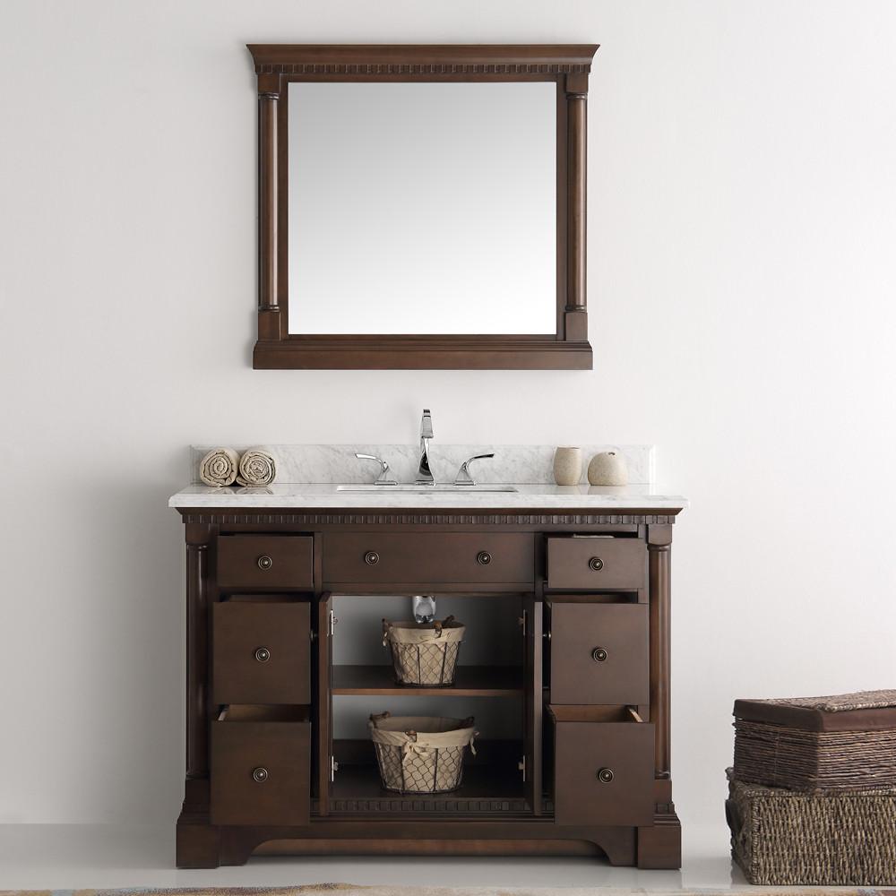 Fresca Kingston 48" Antique Coffee Traditional Bathroom Vanity w/ Mirror Vanity Fresca 