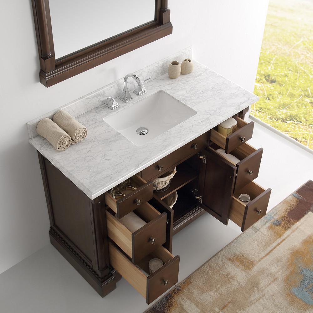 Fresca Kingston 48" Antique Coffee Traditional Bathroom Vanity w/ Mirror Vanity Fresca 