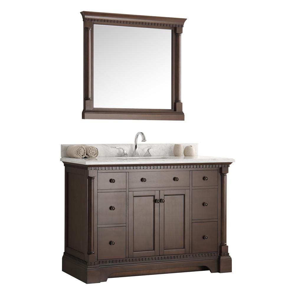 Fresca Kingston 48" Antique Coffee Traditional Bathroom Vanity w/ Mirror Vanity Fresca 