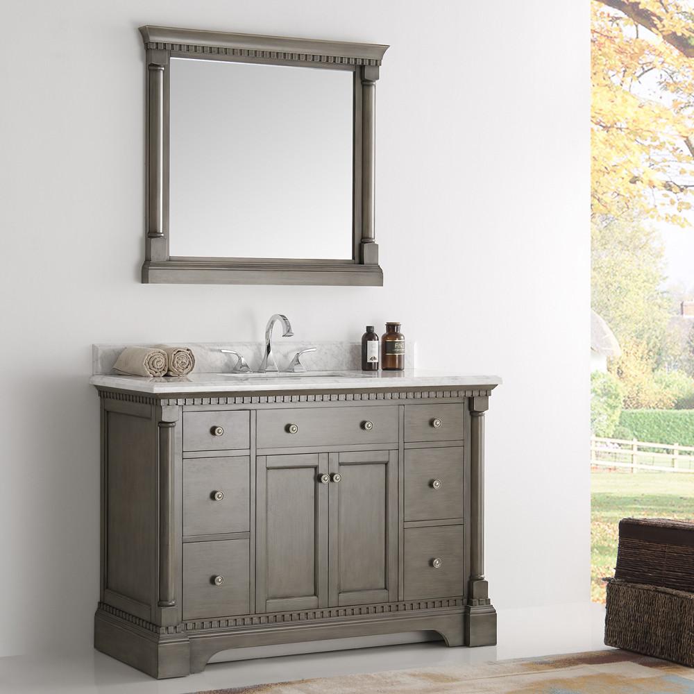 Fresca Kingston 48" Antique Silver Traditional Bathroom Vanity w/ Mirror Vanity Fresca 