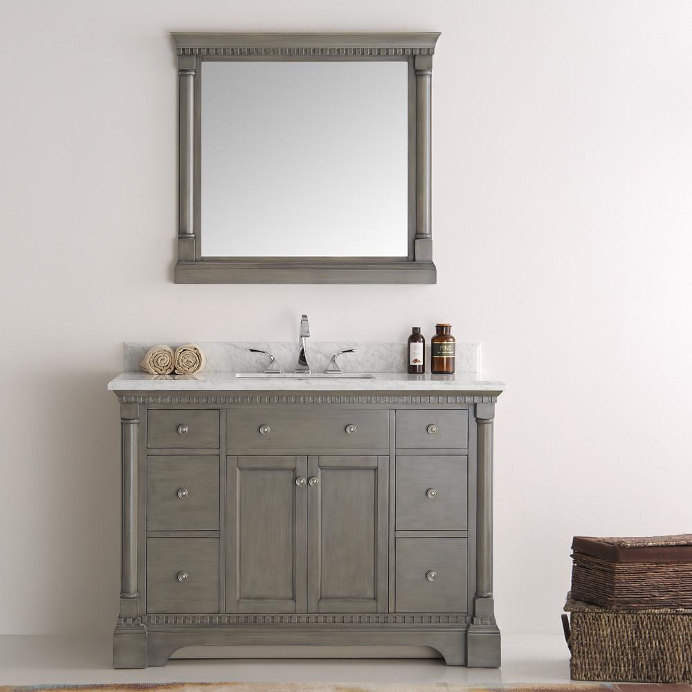 Fresca Kingston 48" Antique Silver Traditional Bathroom Vanity w/ Mirror Vanity Fresca 