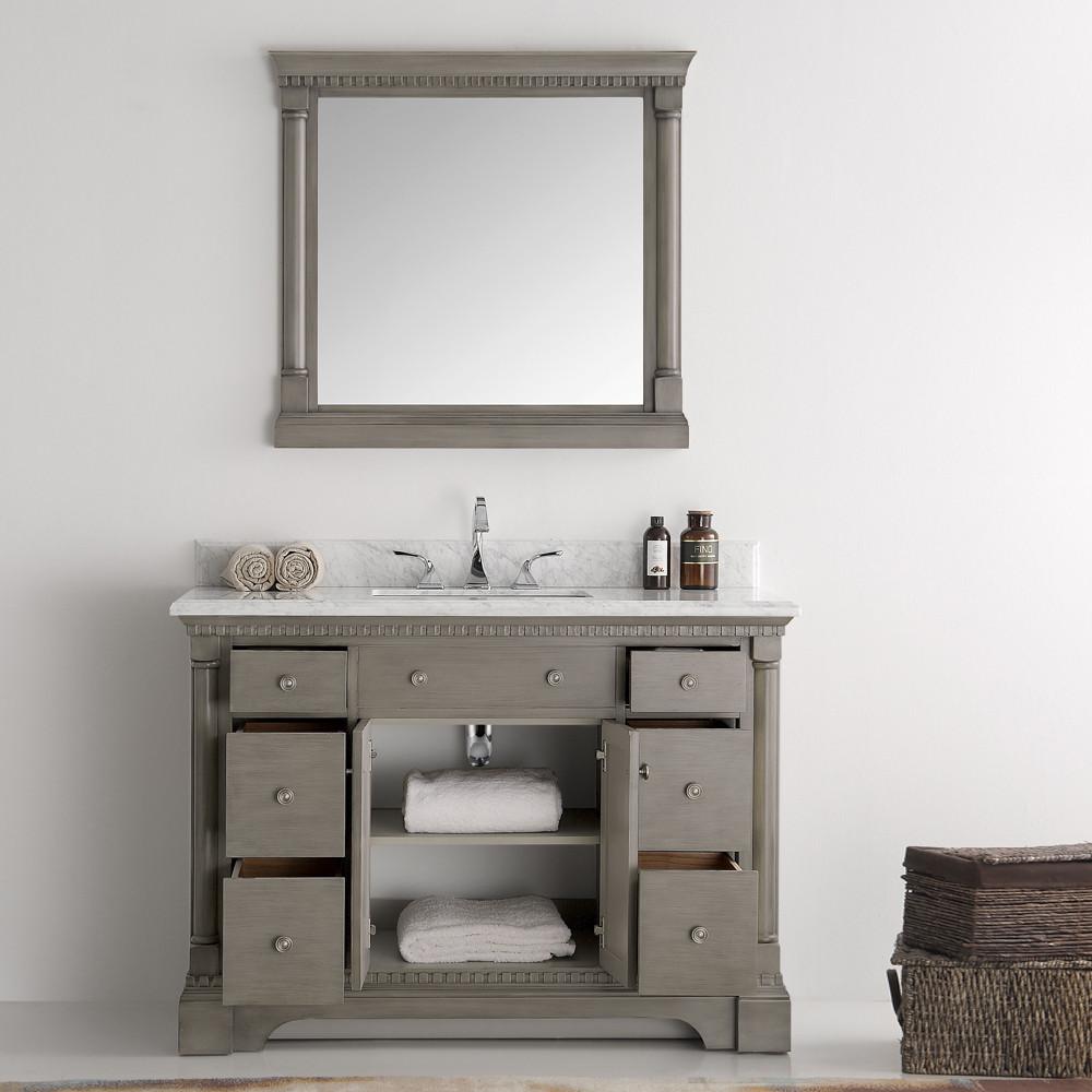 Fresca Kingston 48" Antique Silver Traditional Bathroom Vanity w/ Mirror Vanity Fresca 