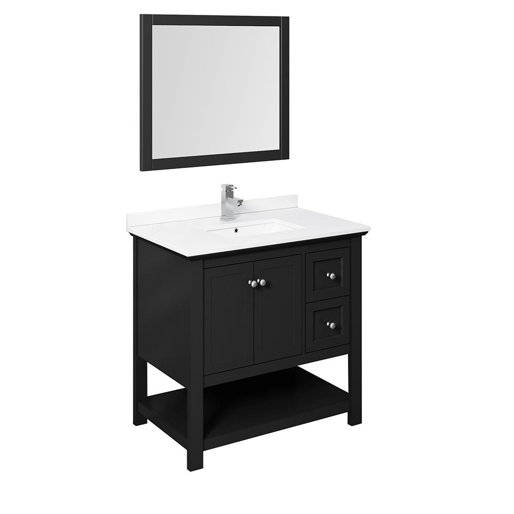 Fresca Manchester 36" Traditional Bathroom Vanity w/ Mirror Vanity Fresca Black 