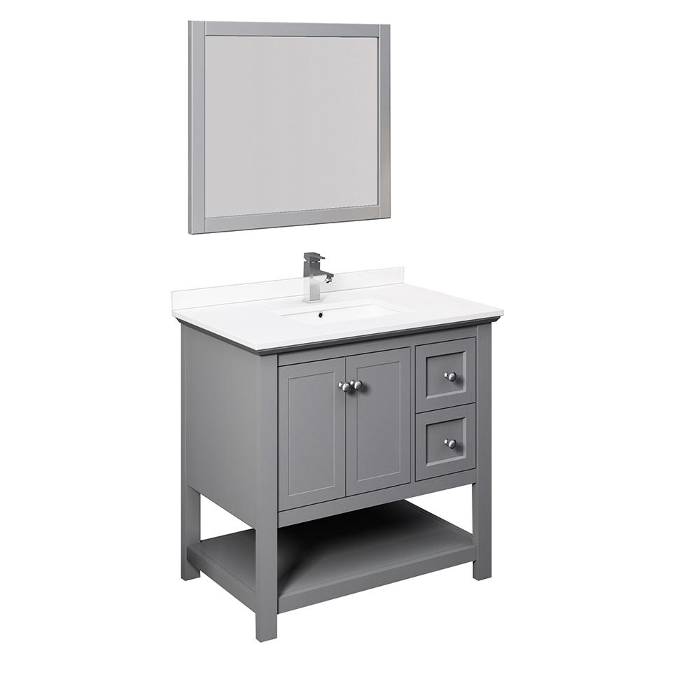 Fresca Manchester 36" Traditional Bathroom Vanity w/ Mirror Vanity Fresca Gray 