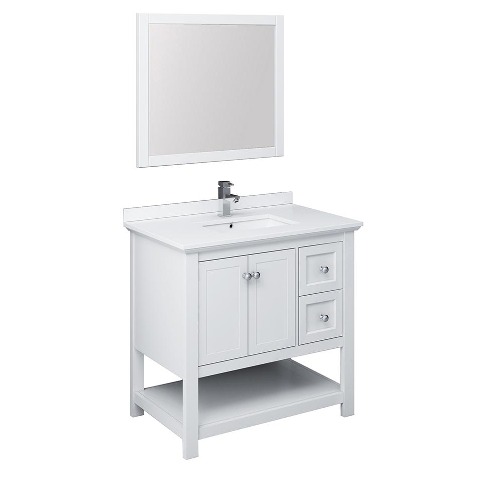 Fresca Manchester 36" Traditional Bathroom Vanity w/ Mirror Vanity Fresca White 