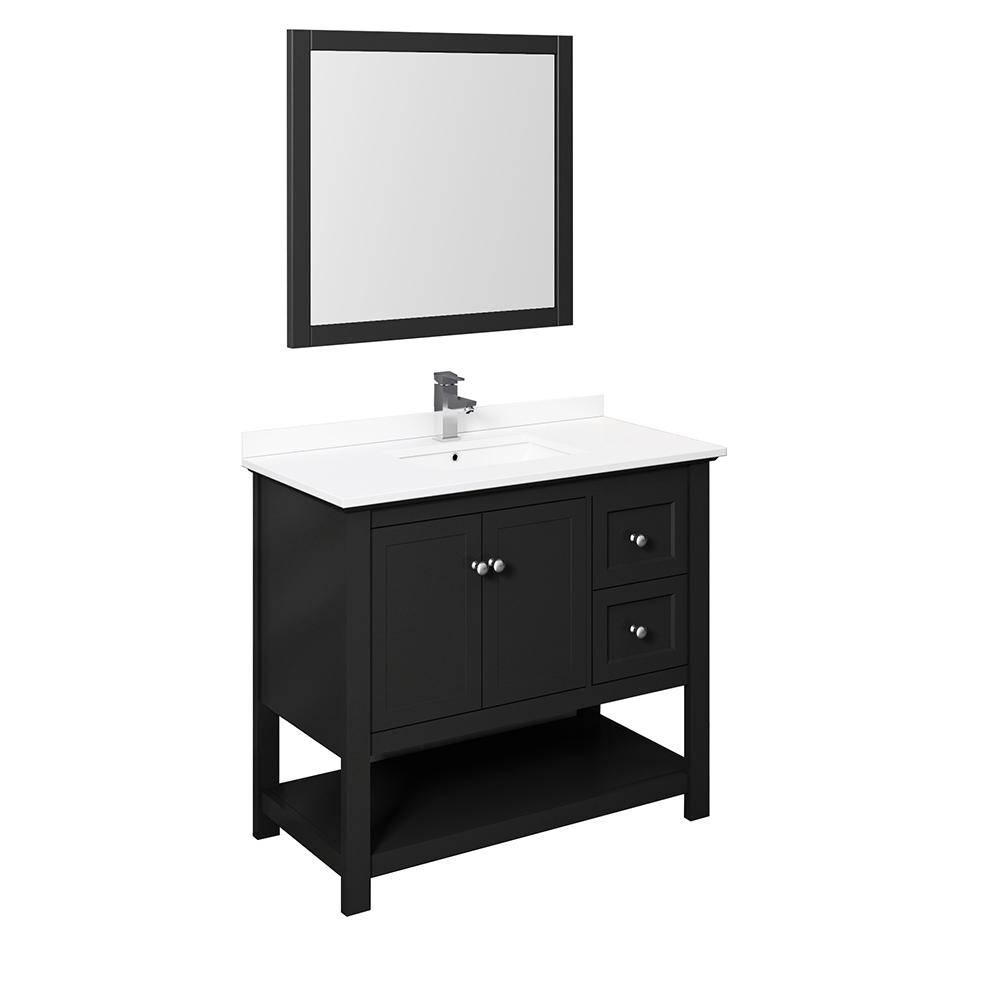 Fresca Manchester 42" Traditional Bathroom Vanity w/ Mirror Vanity Fresca Black 