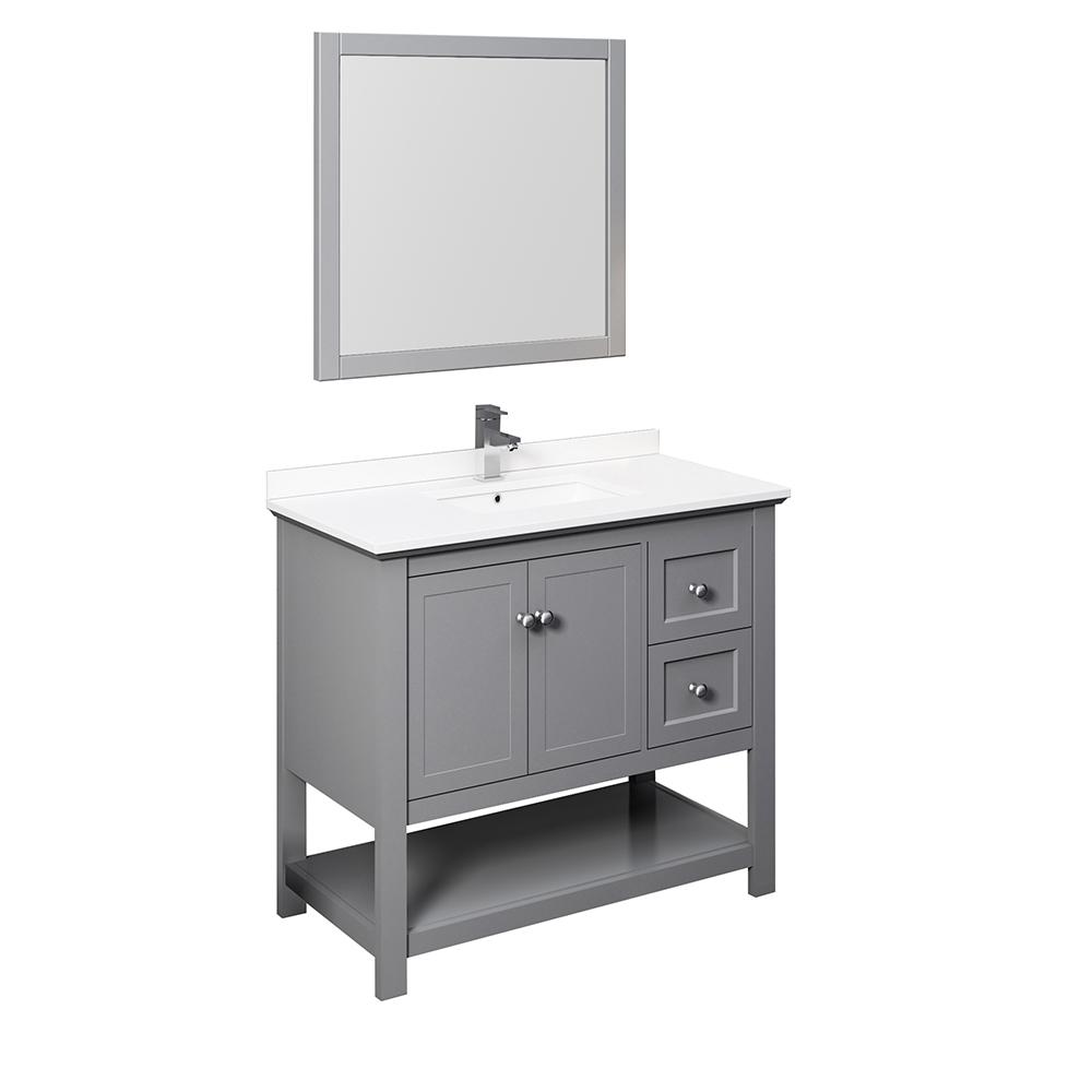 Fresca Manchester 42" Traditional Bathroom Vanity w/ Mirror Vanity Fresca Gray 