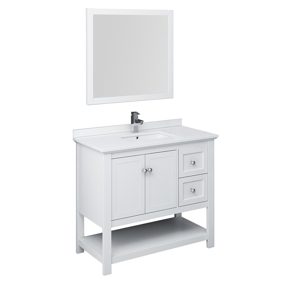 Fresca Manchester 42" Traditional Bathroom Vanity w/ Mirror Vanity Fresca White 