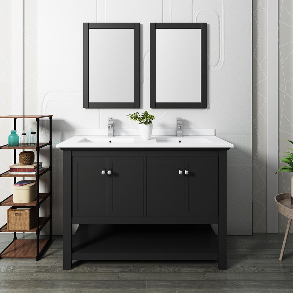 Fresca Manchester 48"Traditional Double Sink Bathroom Vanity w/ Mirrors Vanity Fresca 