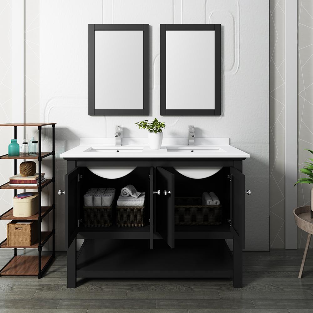 Fresca Manchester 48"Traditional Double Sink Bathroom Vanity w/ Mirrors Vanity Fresca 
