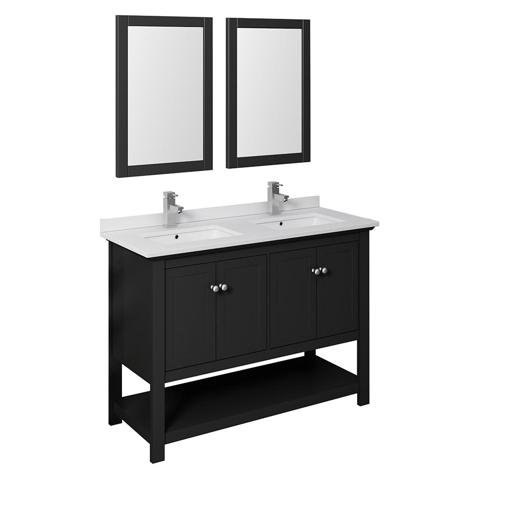 Fresca Manchester 48"Traditional Double Sink Bathroom Vanity w/ Mirrors Vanity Fresca Black 