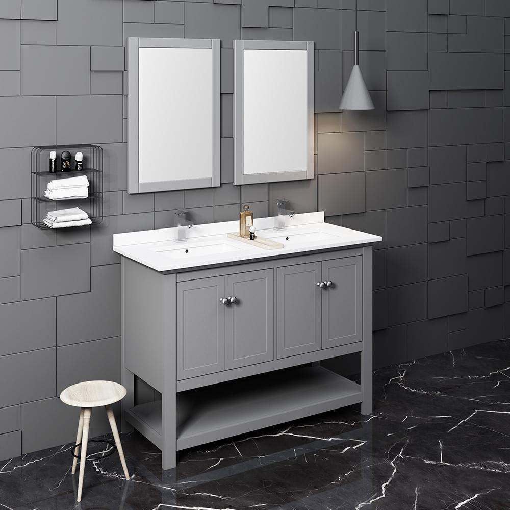 Fresca Manchester 48"Traditional Double Sink Bathroom Vanity w/ Mirrors Vanity Fresca 