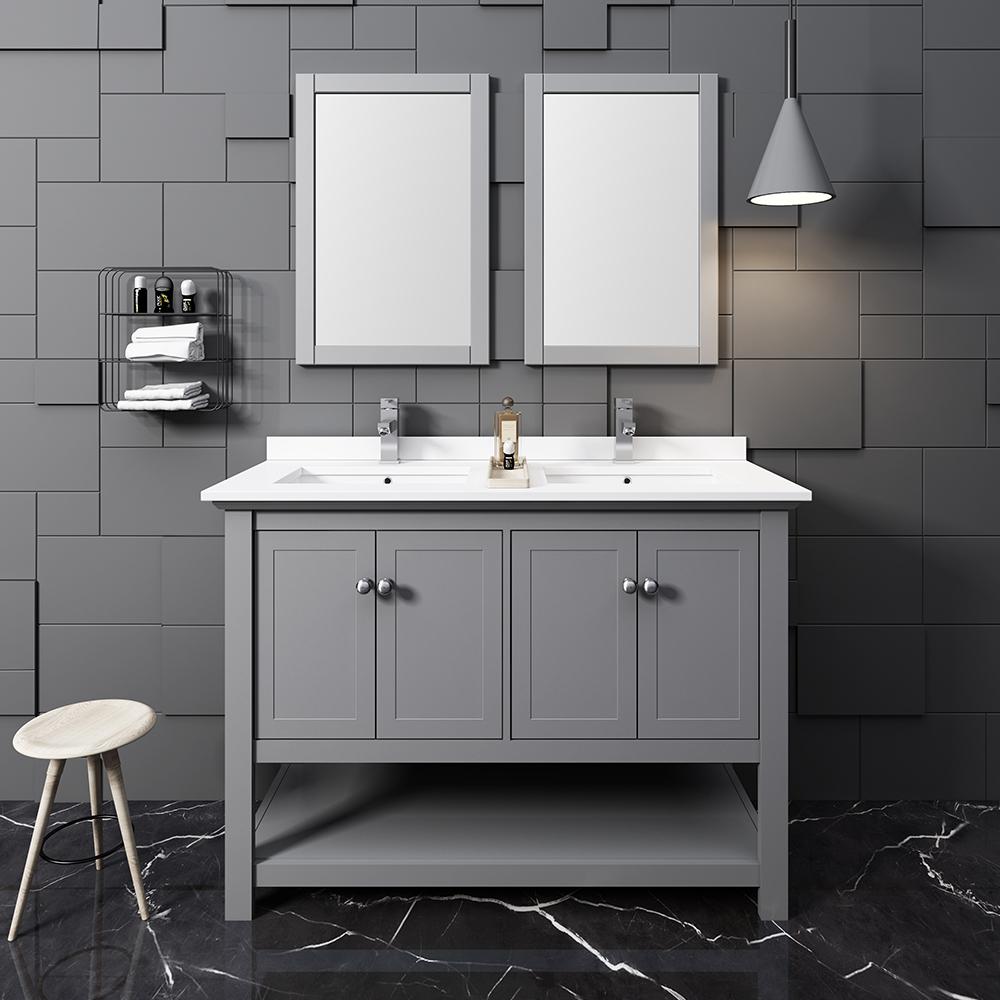 Fresca Manchester 48"Traditional Double Sink Bathroom Vanity w/ Mirrors Vanity Fresca 
