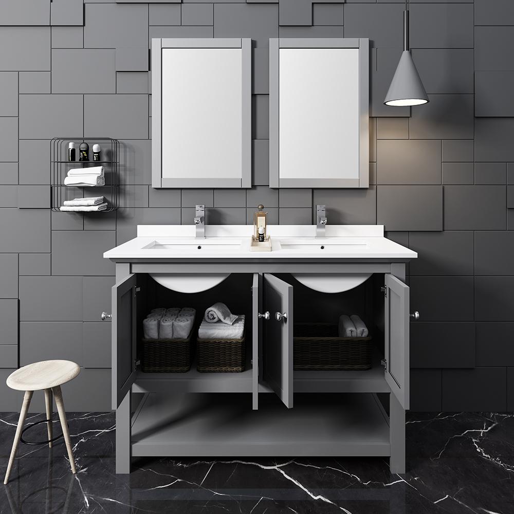 Fresca Manchester 48"Traditional Double Sink Bathroom Vanity w/ Mirrors Vanity Fresca 