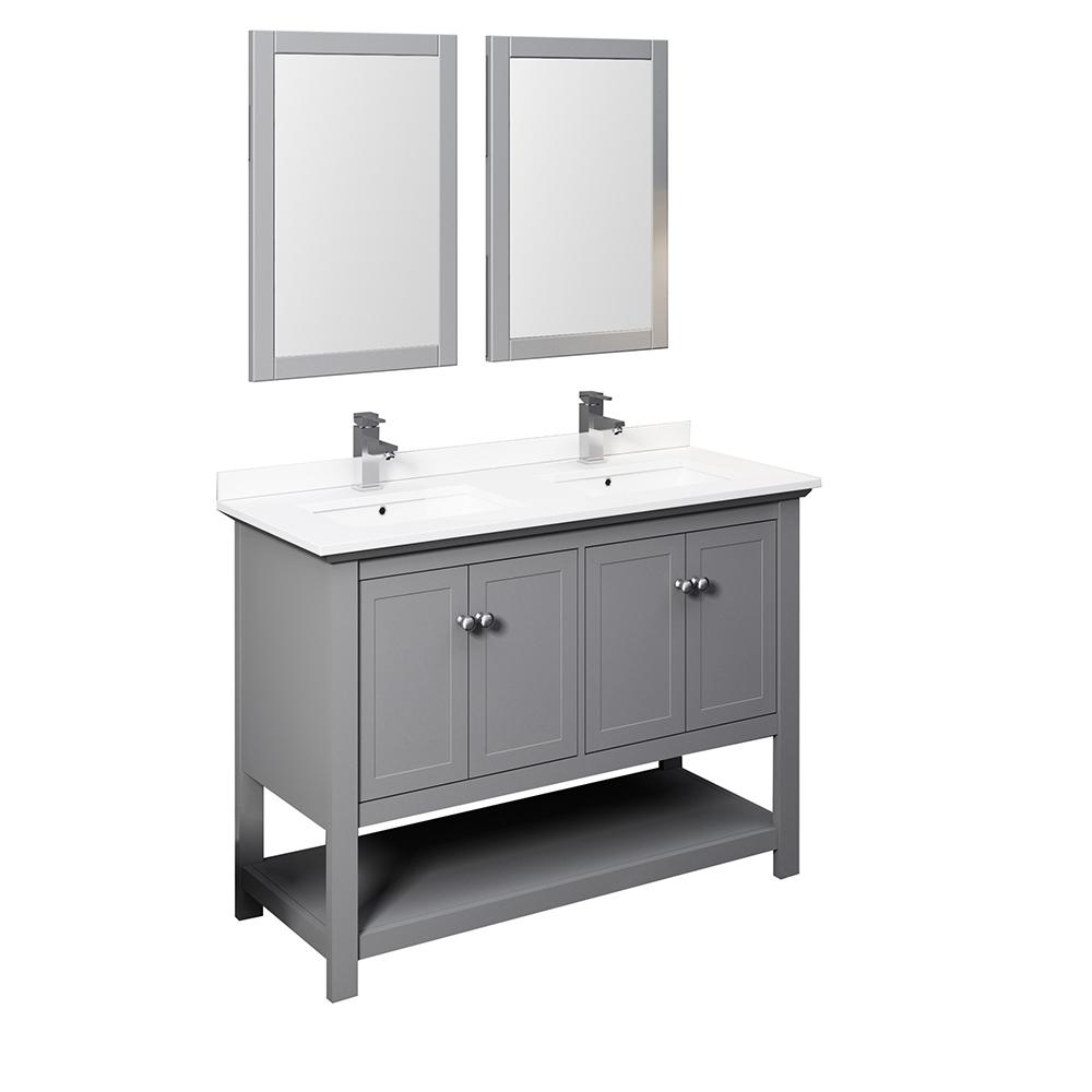 Fresca Manchester 48"Traditional Double Sink Bathroom Vanity w/ Mirrors Vanity Fresca Gray 