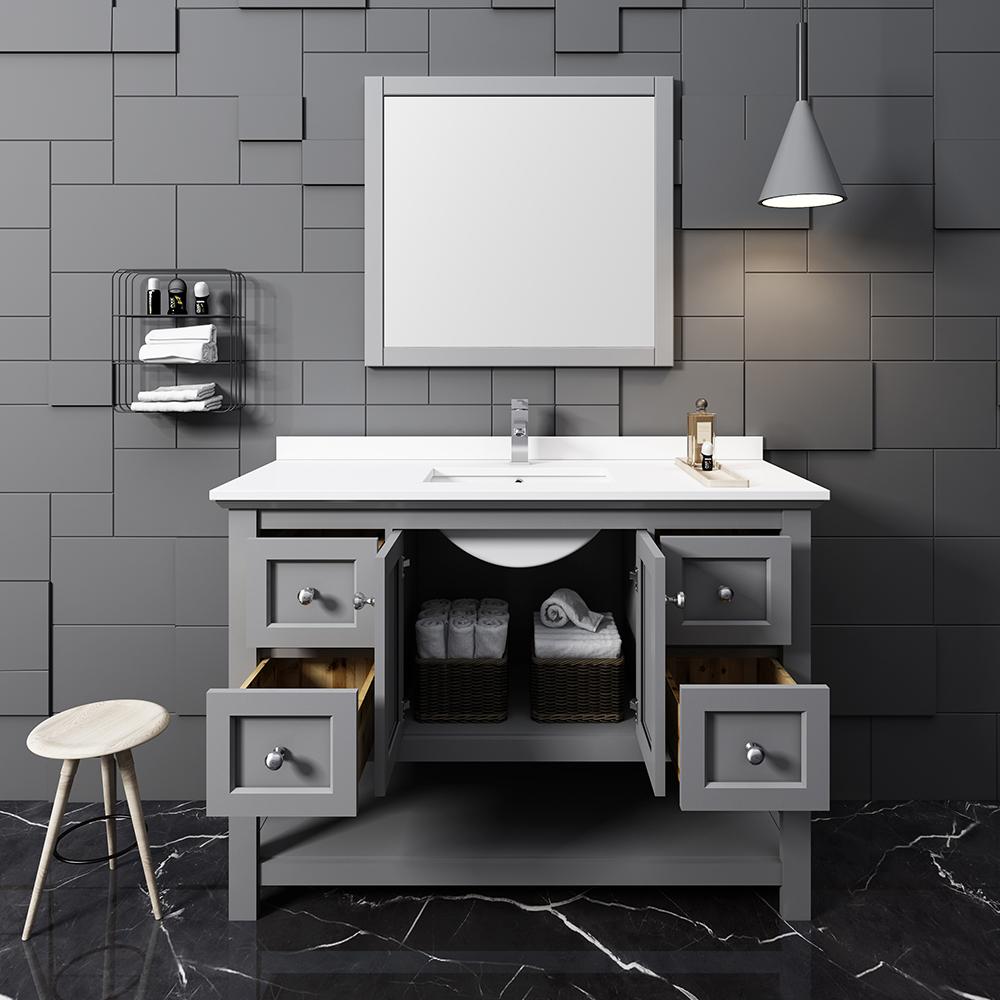Fresca Manchester 48"Traditional Double Sink Bathroom Vanity w/ Mirrors Vanity Fresca 