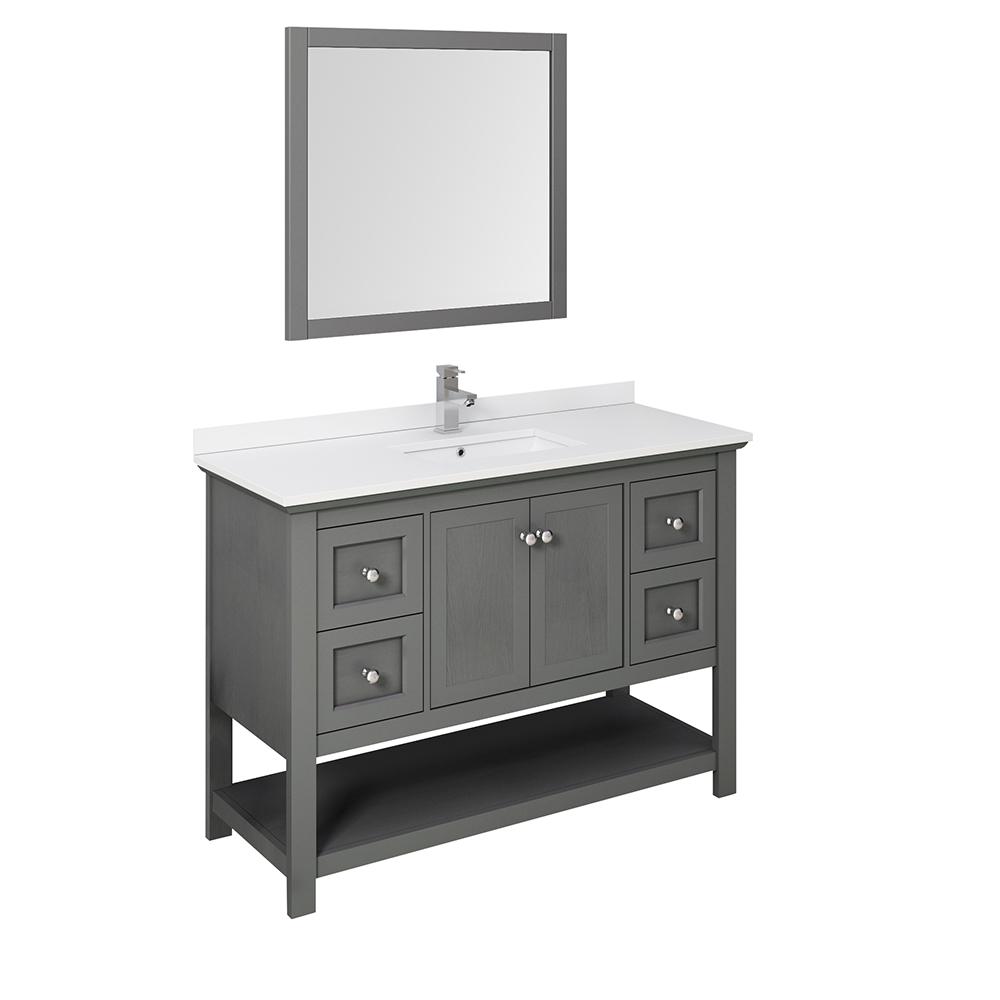 Fresca Manchester Regal 48" Gray Wood Veneer Traditional Bathroom Vanity w/ Mirror Vanity Fresca 