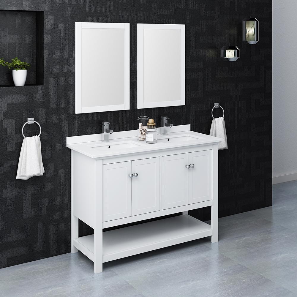 Fresca Manchester 48"Traditional Double Sink Bathroom Vanity w/ Mirrors Vanity Fresca 