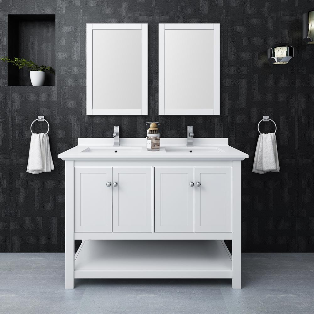 Fresca Manchester 48"Traditional Double Sink Bathroom Vanity w/ Mirrors Vanity Fresca 