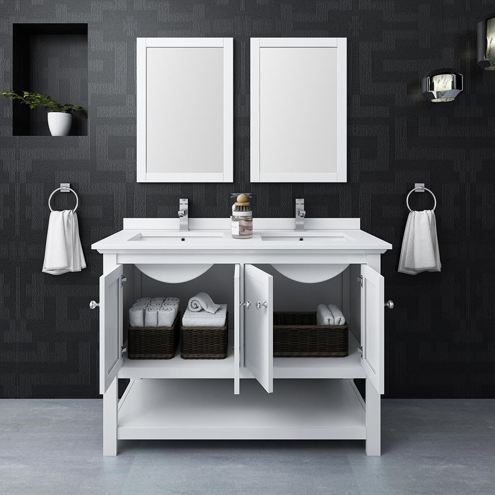 Fresca Manchester 48"Traditional Double Sink Bathroom Vanity w/ Mirrors Vanity Fresca 
