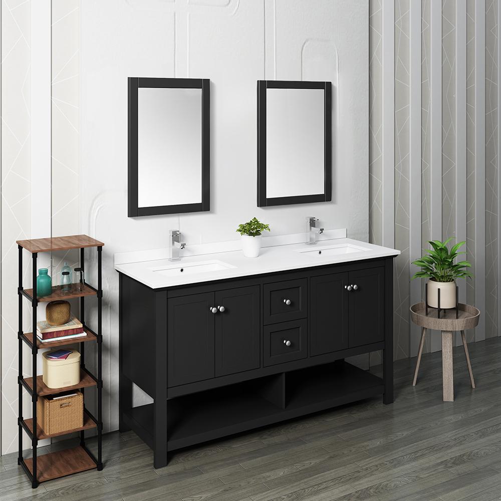 Fresca Manchester 60" Traditional Double Sink Bathroom Vanity w/ Mirrors Vanity Fresca 