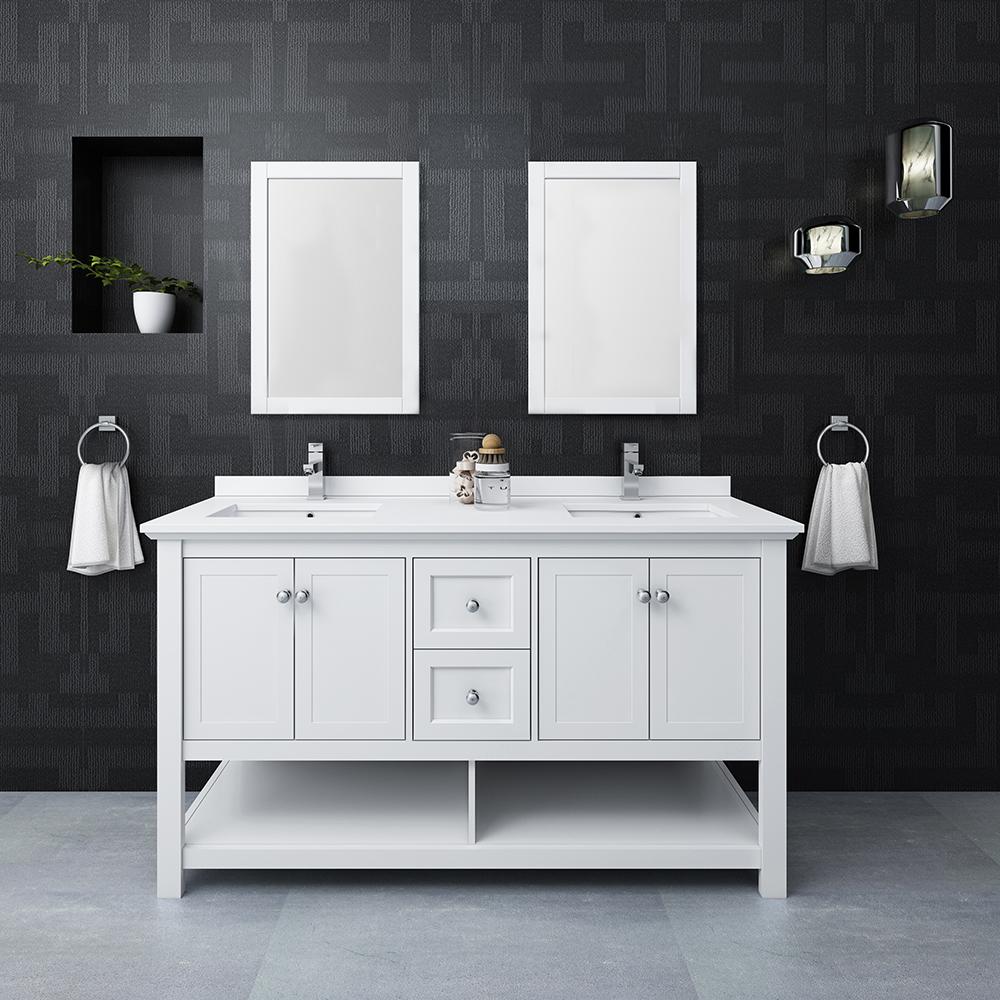 Fresca Manchester 60" Traditional Double Sink Bathroom Vanity w/ Mirrors Vanity Fresca 