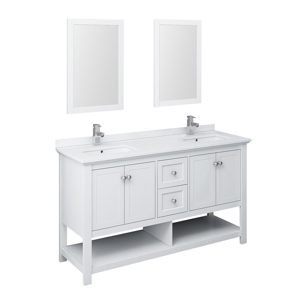 Fresca Manchester 60" Traditional Double Sink Bathroom Vanity w/ Mirrors Vanity Fresca 