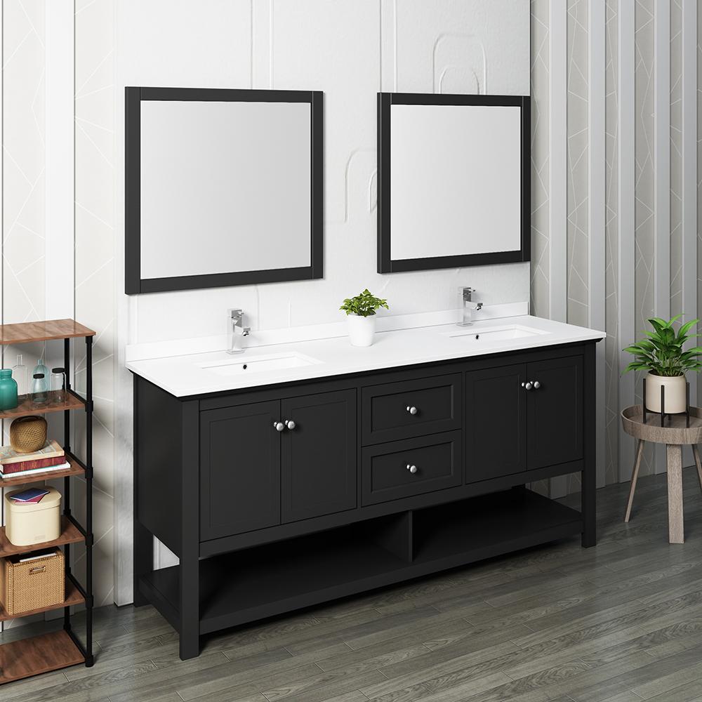 Fresca Manchester 72" Traditional Double Sink Bathroom Vanity w/ Mirrors Vanity Fresca 