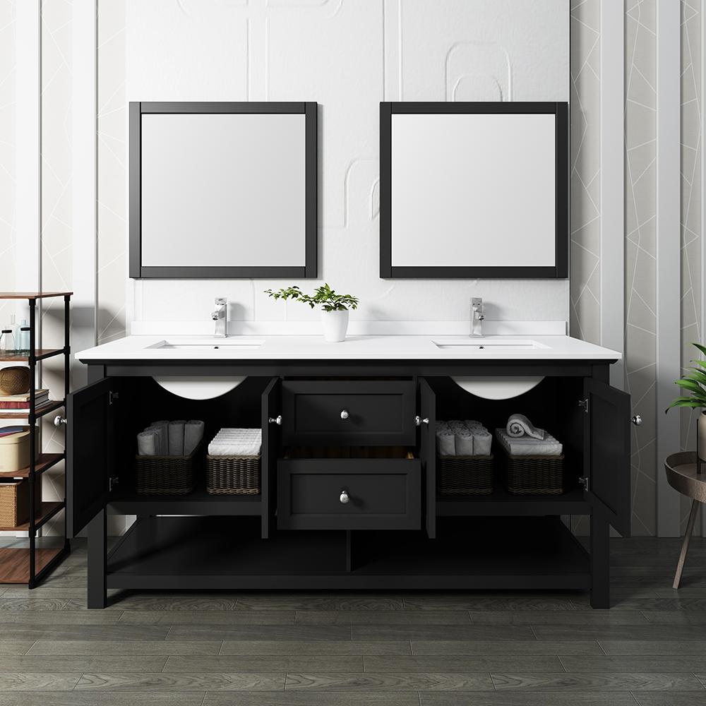 Fresca Manchester 72" Traditional Double Sink Bathroom Vanity w/ Mirrors Vanity Fresca 