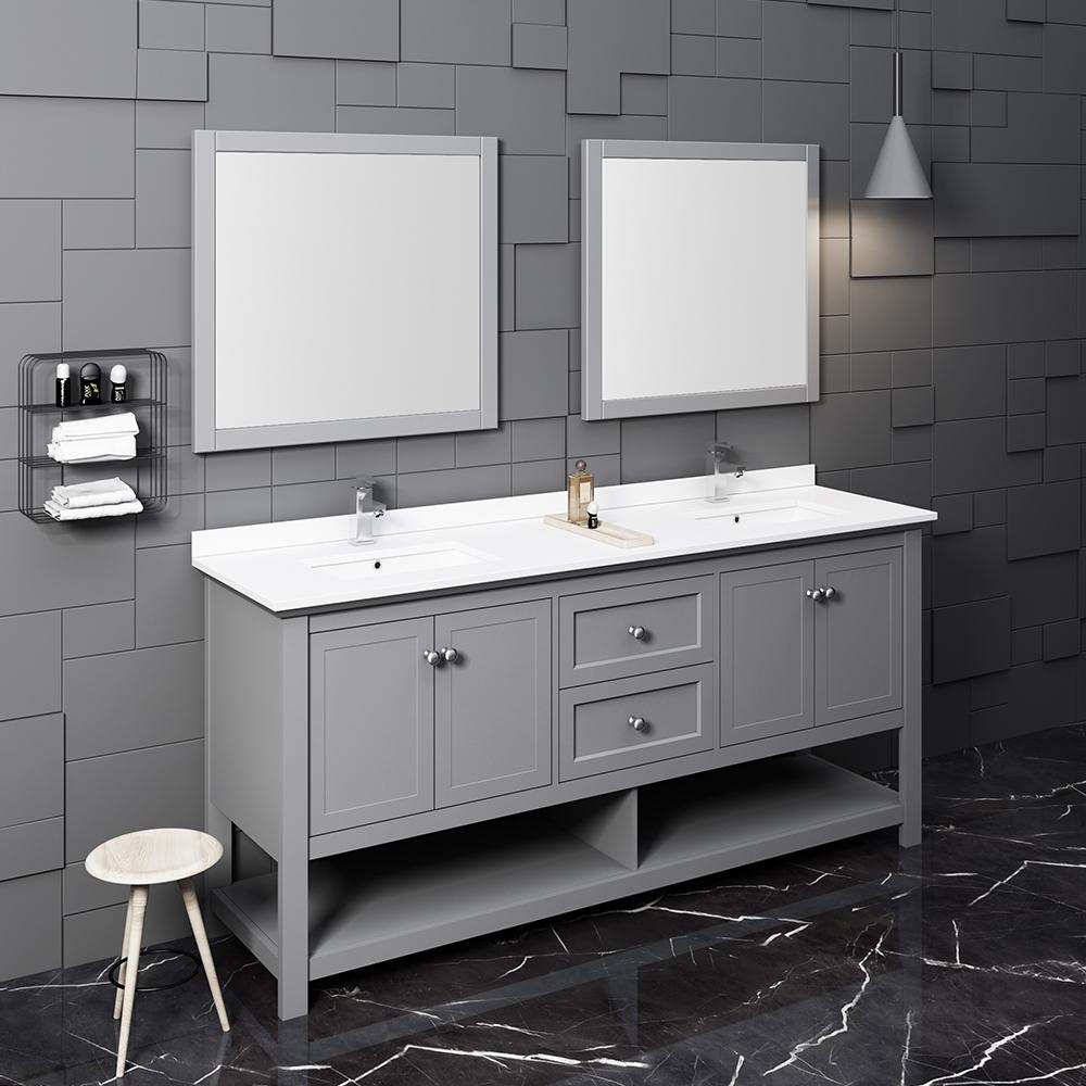 Fresca Manchester 72" Traditional Double Sink Bathroom Vanity w/ Mirrors Vanity Fresca 