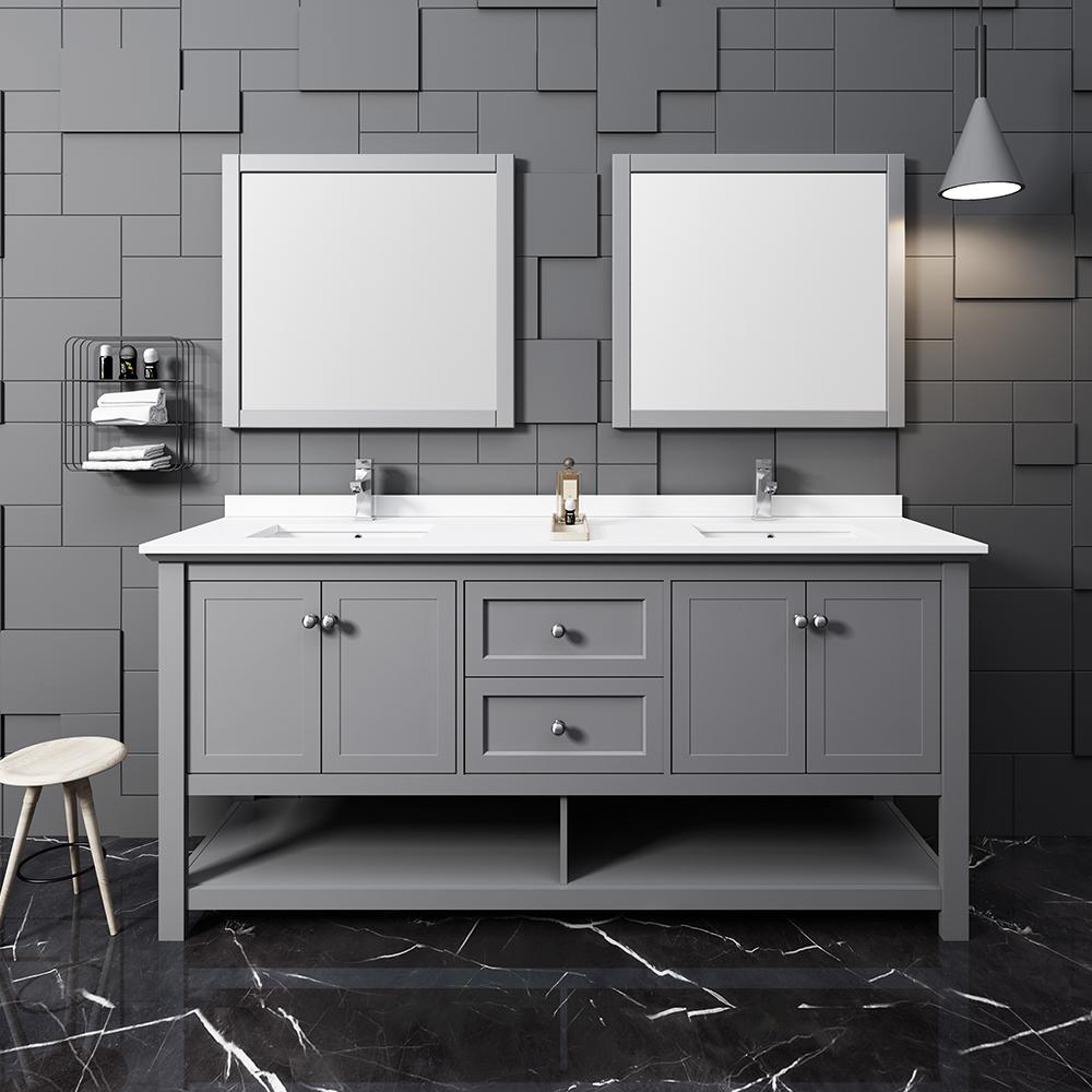 Fresca Manchester 72" Traditional Double Sink Bathroom Vanity w/ Mirrors Vanity Fresca 