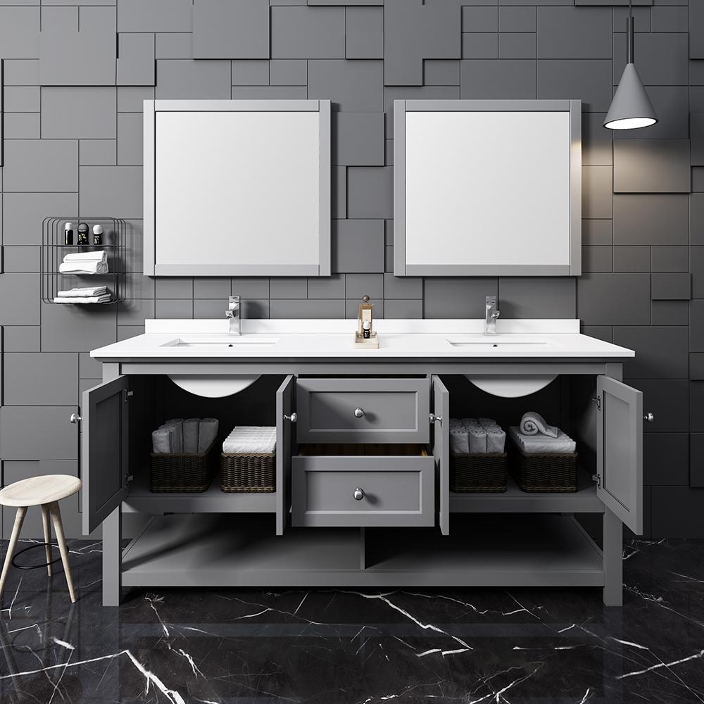 Fresca Manchester 72" Traditional Double Sink Bathroom Vanity w/ Mirrors Vanity Fresca 