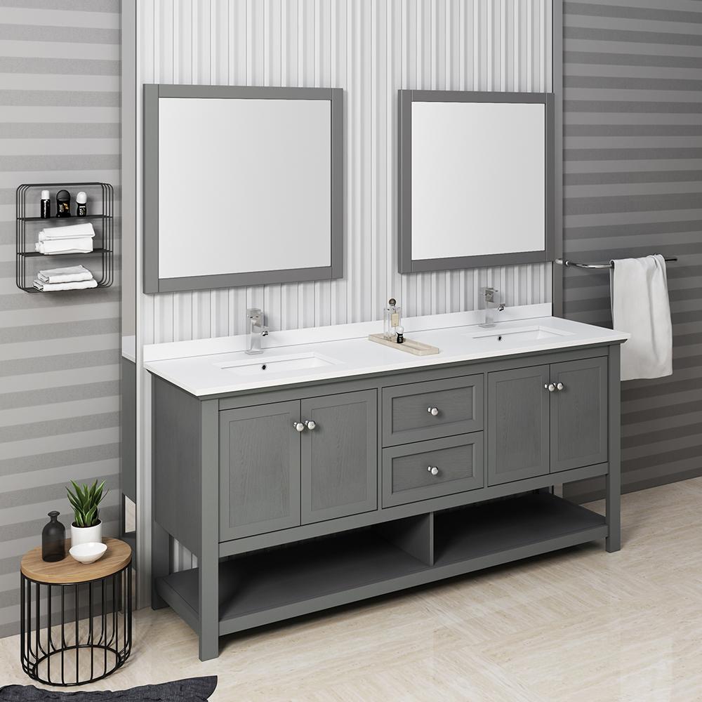 Fresca Manchester 72" Traditional Double Sink Bathroom Vanity w/ Mirrors Vanity Fresca 