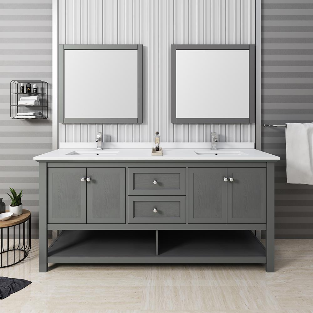 Fresca Manchester 72" Traditional Double Sink Bathroom Vanity w/ Mirrors Vanity Fresca 