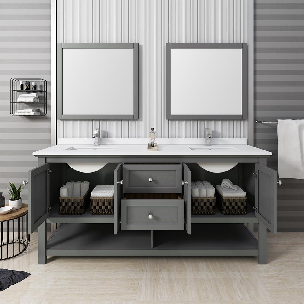 Fresca Manchester 72" Traditional Double Sink Bathroom Vanity w/ Mirrors Vanity Fresca 